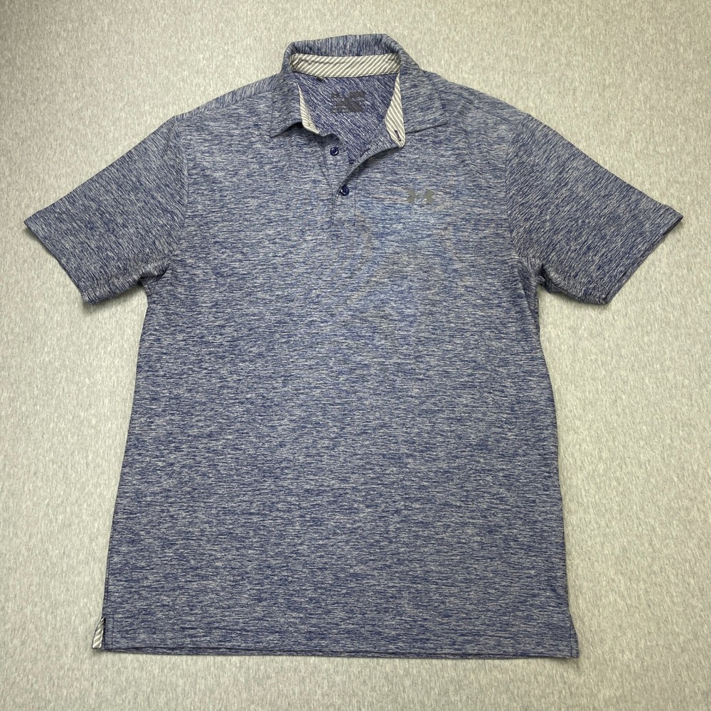 Under Armour Mens HeatGear Blue Space Dye Polo Shirt 1242757 Size Medium